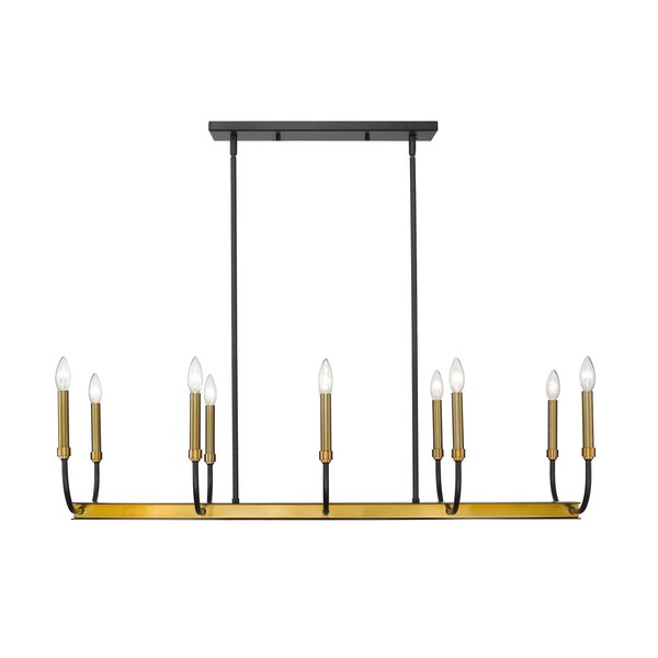 Haylie 10 Light Chandelier, Matte Black & Olde Brass